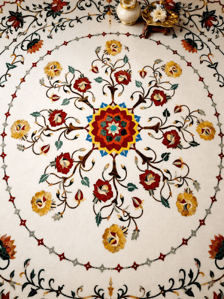 Marble Mandap Galeecha with Inlay Work.